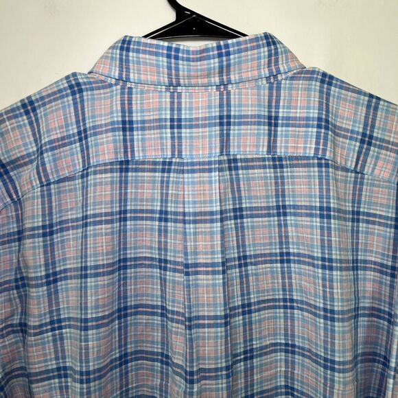Vineyard Vines Button Down Slim Fit Tucker Shirt Mens Size XL Blue Pink Plaid - Picture 7 of 8